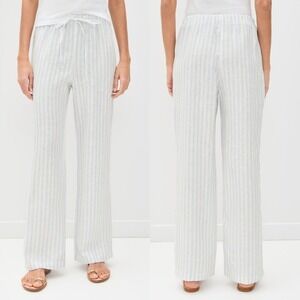 NWT Reformation Olina Linen Pants Swan Stripe | Pull On Drawstring XS